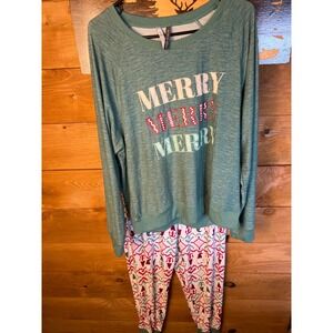 Jaclyn Intimates Pajama Set L Merry Gnome Holiday Lounge‎ Sleepwear Womens